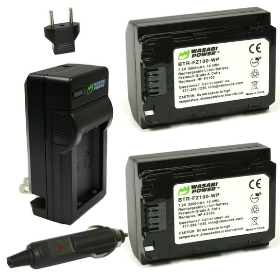 Wasabi Power Battery (2-Pack) and Charger for Sony NP-FZ100