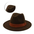 thumbnail image 3 of Unisex Elegant Church Fedora Hat Ribbon Band Belt Winter Outdoor Coffee, 3 of 7