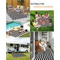 thumbnail image 5 of Outdoor Rug 6x9 ft Geometric Striped Pattern Waterproof Outdoor Patio Rug Mat Non Slip Outside Area Rugs Carpet for RV,Camping,Porch,Deck,Pool,Balconybackyard,Black and White Wave Pattern, 5 of 9