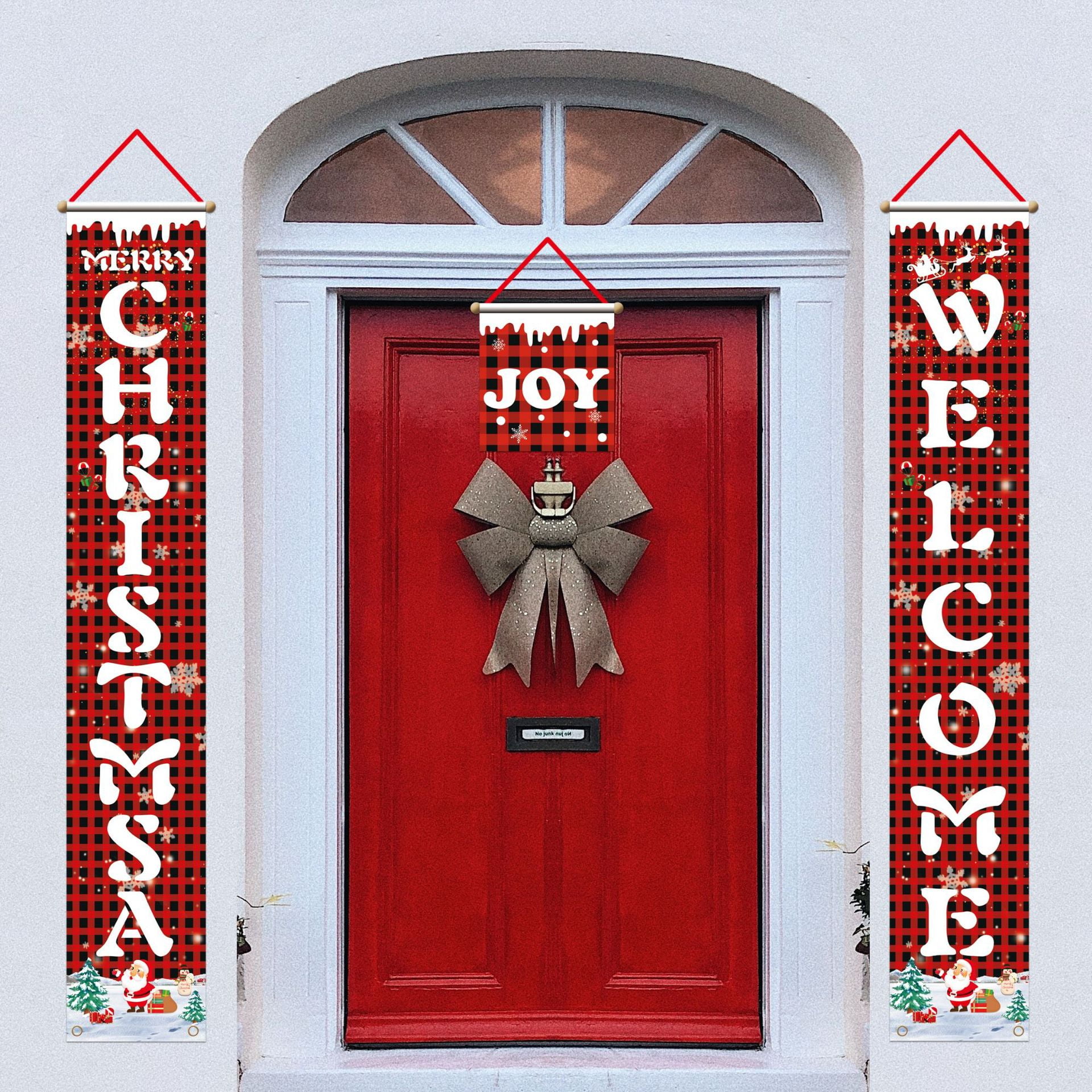 Merry Christmas Banner 3PCs Xmas Party Outdoor Wall Door Decoration Hanging Sign 