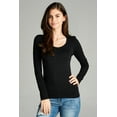 thumbnail image 2 of Emmalise Women's Plain Basic Cotton Spandex Scoop Neck Long Sleeve T Shirt, 2 of 5