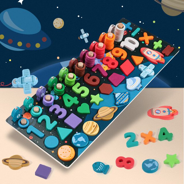 Montessori Toys Educational Matching Fishing Puzzles Board Game Building Block for Boys Girls Matth Baby Table Game heqiyong LED