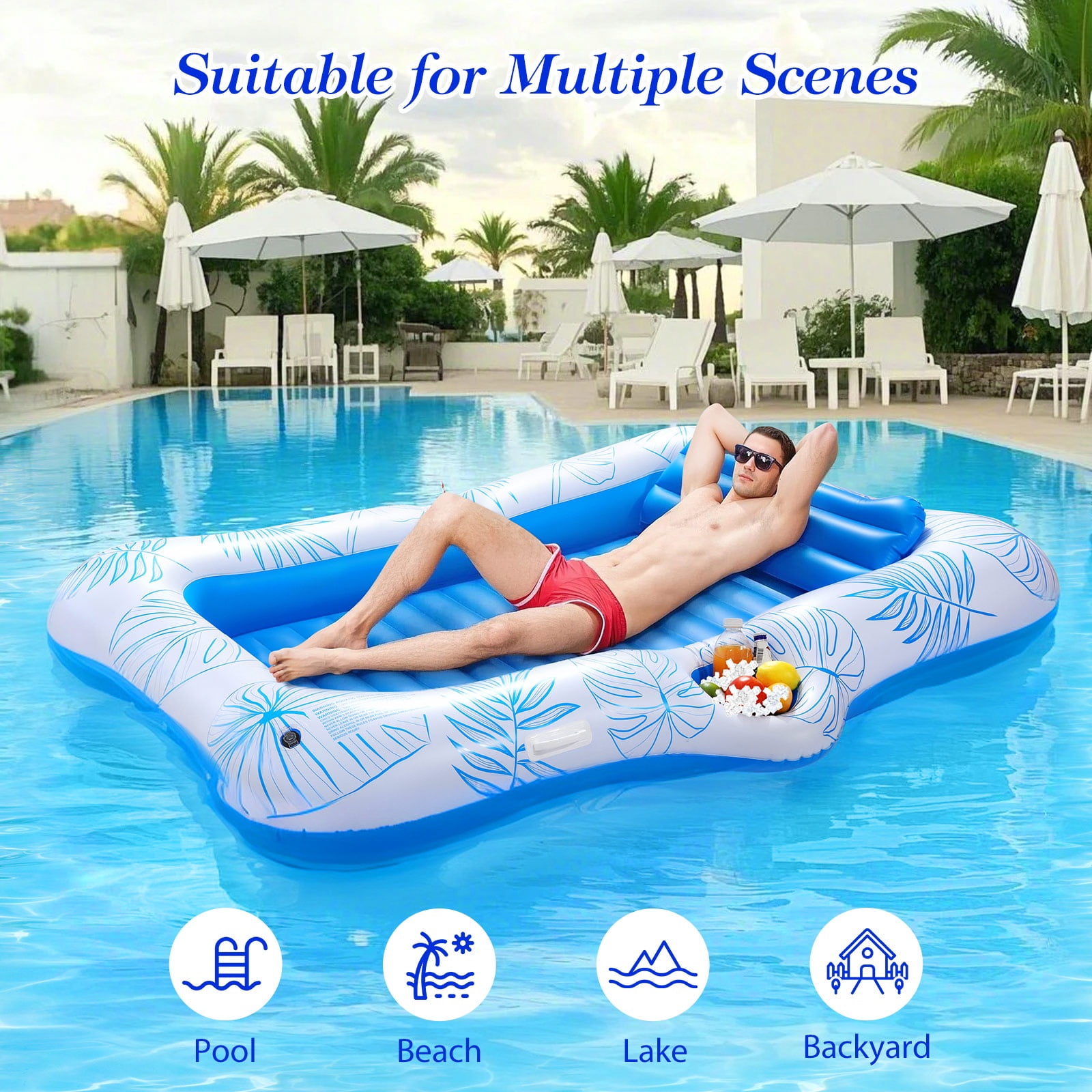 MoKo Inflatable Tanning Pool Floats Adult, Water Filled Tanning Bed Inflatable Lounger Pool Raft Toys Blow Up Pool for Backyard Lake Beach