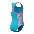 thumbnail image 3 of Speedo Girl's UV Protection Propel Back Printed One Piece Swimsuit - Neon Violet, Size 8, 3 of 4