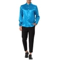 thumbnail image 2 of Lars Amadeus Men's Satin V Neck Long Sleeve Button Down Slim Fit Dress Shirts, 2 of 6