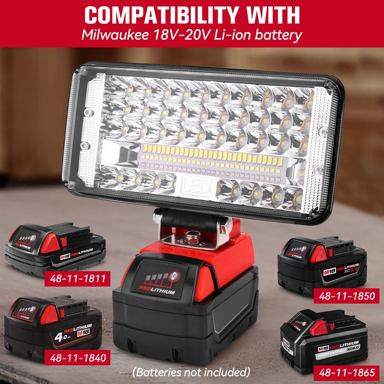 Details about   12W 1120LM LED Work Light For Milwaukee 18V M18 48-11-1840 Lithium Ion Battery 