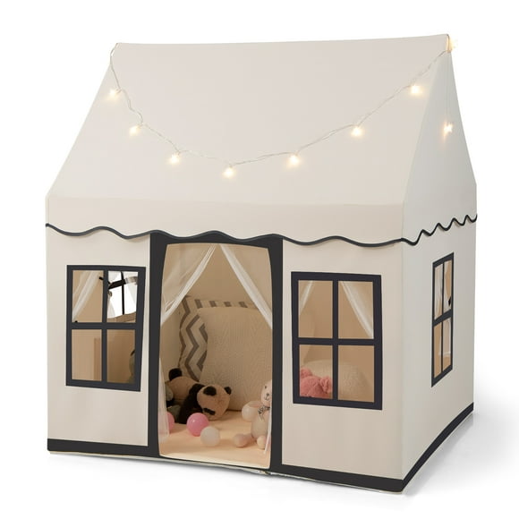 Costway Kids Play Castle Tent Large Playhouse Toys Gifts w/ Star Lights Washable Mat