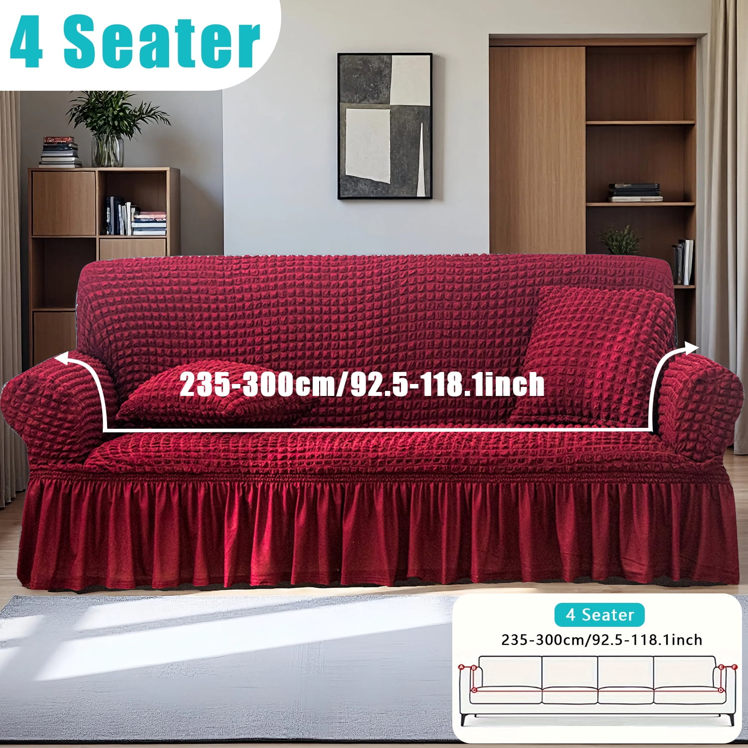 Non-slip Sofa Cover, Reusable Dust-Proof Protector for 1-4 Seater Couches, Indoor & Outdoor Use Weather Resistant Cushions