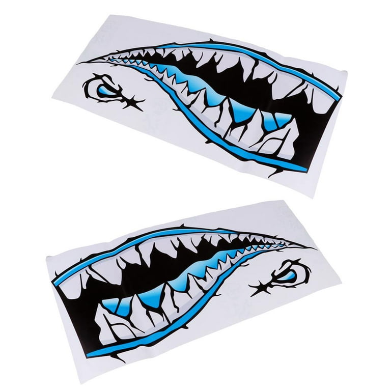 1 Pair Kayak Fishing Boat Window Mouth Sticker for Decals - Blue, Size: 36.5x14cm