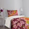 thumbnail image 5 of Ambesonne Flower Quilted Bedspread Set 2 Pcs, Sakura Blossom Japanese, Twin Size, Pale Pink Orange, 5 of 6