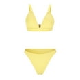 thumbnail image 1 of Womens 2 Piece Swimsuits V Neck Solid Color Split Bikinis with Strip Breast Pad Yellow Womens Bathing Suits S, 1 of 8