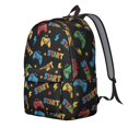 thumbnail image 2 of Game Controller Black Pattern Backpack for School, Cute School Bag with Adjustable Shoulder Straps and Padded Back, 15.7"x11.8"x5.5", 2 of 5