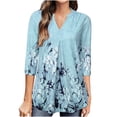 thumbnail image 2 of Pntutb verano mujer media manga estampado botón tops blusa cuello en V camisa pulóver Pntutb Pntutb-549, 2 of 8