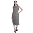 thumbnail image 1 of Moomaya Kurta Sans Manches à Col Peter Pan avec Pantalon Ensemble Ethnique 2 Pcs pour Femmes, 1 of 6