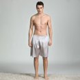 thumbnail image 2 of Men's Satin Print Sleepwear Shorts Plus Size Imitation Silk Relax-fit Pajamas Shorts M to 5XL, 2 of 8