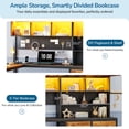 thumbnail image 5 of Loft Bed Full Size with Desk, 6 Storage Drawers and Bookshelf, Metal Loft Full Bed Frame with USB Charging Station, LED Lights, Storage Shelf, Full-Length Guardrail & Ladder, Black, 5 of 9