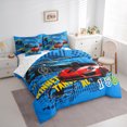 thumbnail image 3 of Homewish Colorful Race Car 7 Pieces Bedding Comforter Set,Teens Extreme Sport Full Bedding Set,Blue Red Fitted Sheet Flat Sheet For Boys,Luxury Bedroom Decor Reversible, 3 of 8