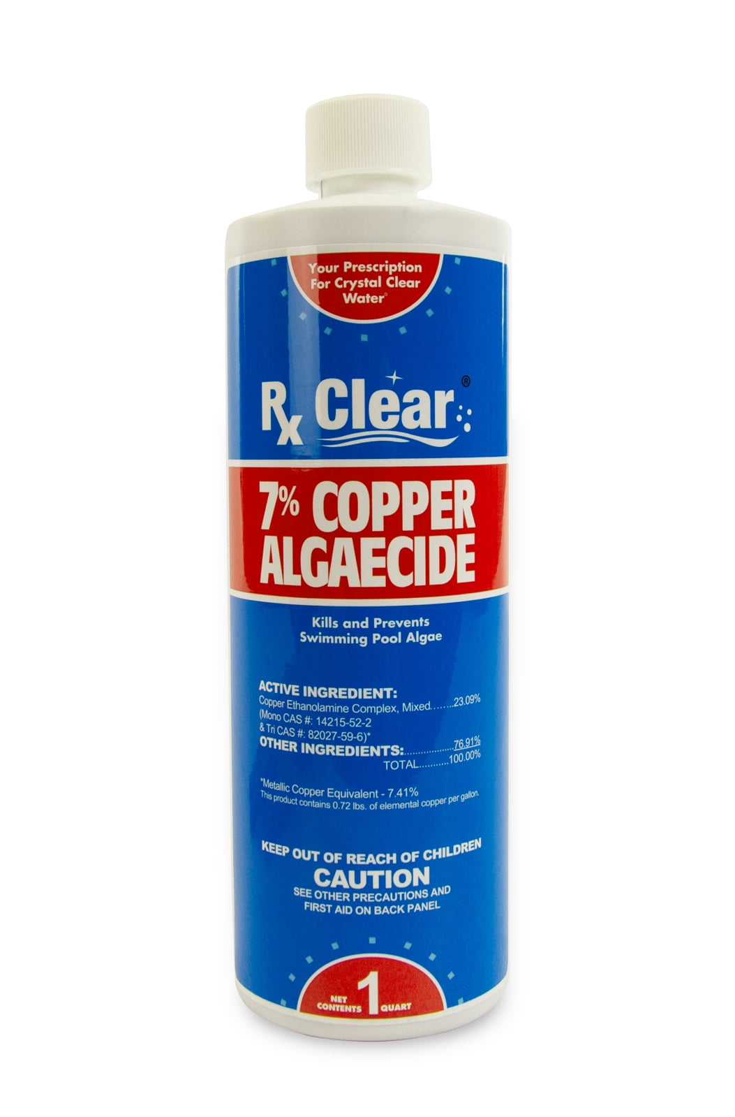 Rx Clear 7 Copper Algaecide for Swimming Pools 1 Quart