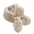 thumbnail image 7 of Cross Scarf Faux Pearl Buckle Thickened Cold Resistant Faux Rabbit Fur Women Collar Scarf for Hiking,Pink, 7 of 7