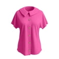 thumbnail image 4 of MEZZALL Women T-Shirts Knit Solid Color Lightweight Short Sleeve Shirt With Classic Lapel Collar Vacation Tops, 4 of 5