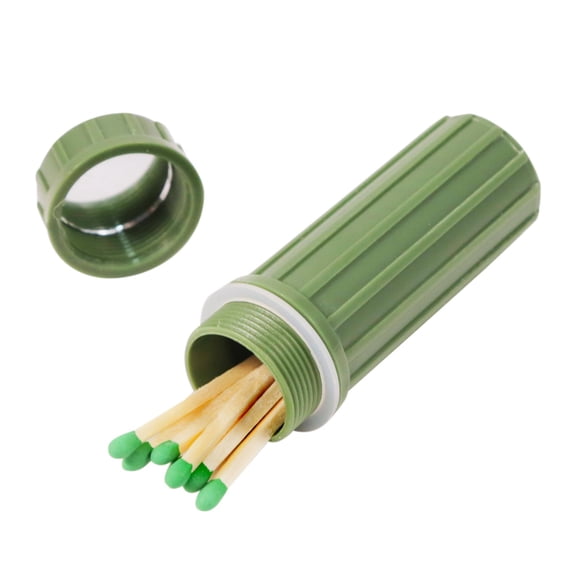 Waterproof 3 in 1 Match Stick Storage Container Fire Starter Mirror Green