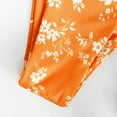 thumbnail image 4 of Swimsuits for Women,Women Print Two Piece Retro Halter Ruched High Waist Print Bikini Set Orange M(M), 4 of 7
