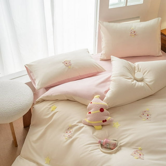 Juego de cama 100% algodón cepillado - Cereza