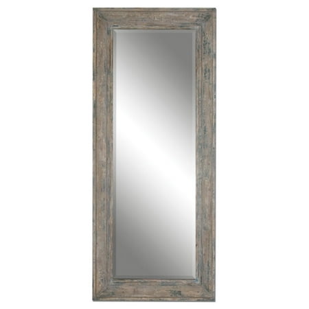 82\u0026quot; Distressed Slate Blue \u0026 Rustic Ivory Wooden Framed Rectangular Leaner Mirror  Walmart.com