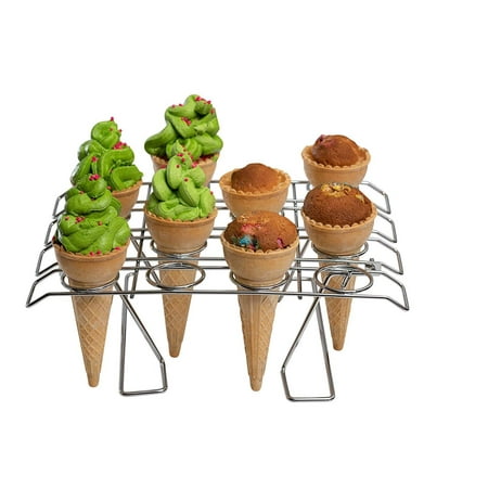 Cupcake Cone Baking Rack - 16 Ice Cream Cone Holder, Cones Stand, Foldable