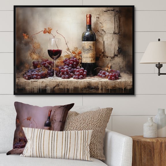 Designart "Luxurious Wine Glow I" Wine Floater Framed Canvas Art Print