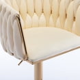 thumbnail image 5 of 24-32 Inch Velvet Woven Bar Stools, Counter Height Adjustable Swivel Barstools High Bar Chairs with Back & Golden Metal Base, Stools Chair with Footrest for Home Kitchen Island, Pub(Ivory,Set of 4), 5 of 10