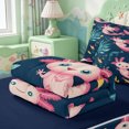thumbnail image 5 of Manfei Kawaii Axolotl Zipper Twin Comforter Sets with Fitted Sheet and 2 Pillowcases,Cute Aniaml Salamander Zipper Bedding Set,Navy Blue Reversible,4pcs, 5 of 7