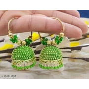 Indian Woman's Fashionable & Colourful Kundan Bali Jhumka Earrings