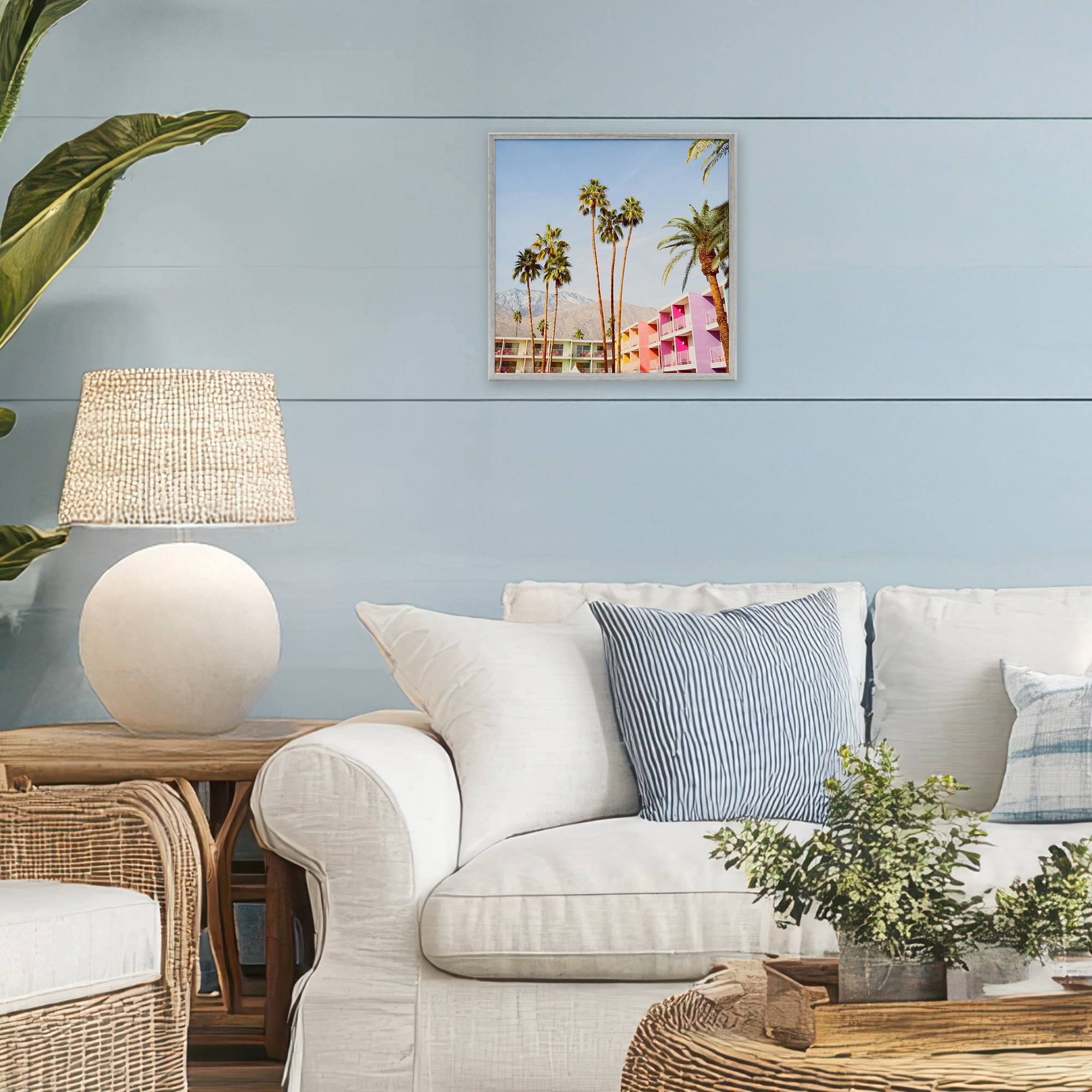 Looming Palms over Resort Gray Framed Giclee Art, design by LISH Creative