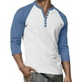 thumbnail image 6 of Hearthz Raglan 3/4 Sleevet Shirts for Men Henley Neck Baseball Shirt Patchwork Mens Tops Summer Fall Oversized Tshirts for Men, 6 of 8