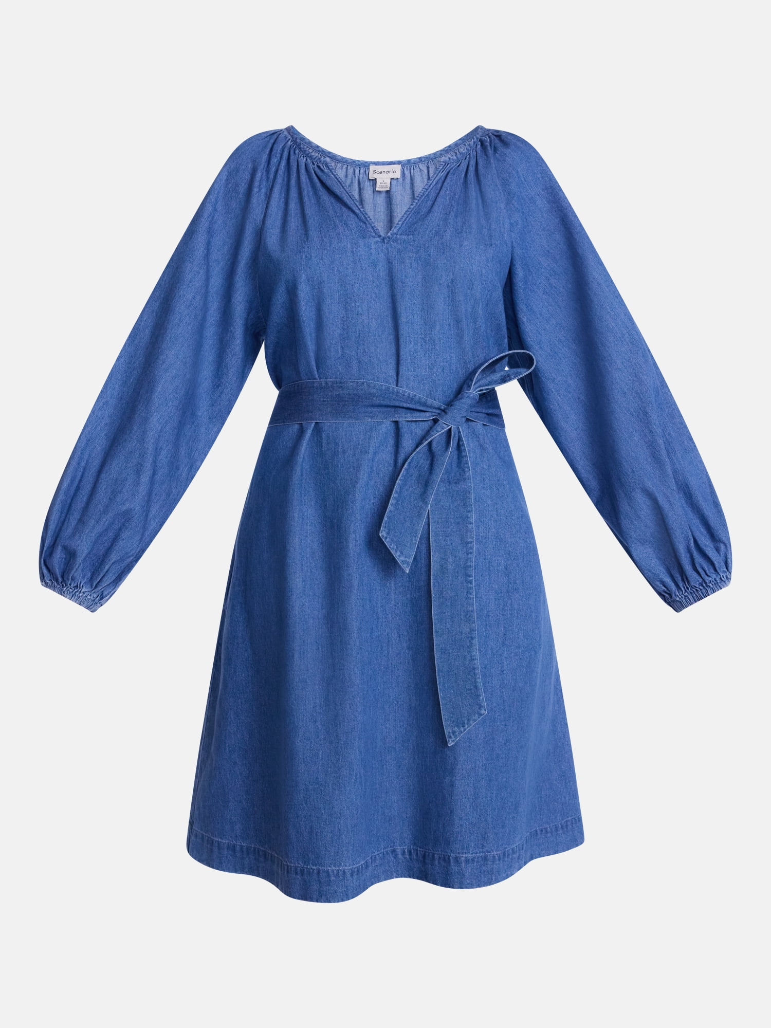 Scenario Women's and Women's Plus Mini Dress with Long Balloon Sleeves, Sizes XS-4X