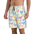 thumbnail image 2 of Kll Hand Drawn Colored Hearts Men'S Casual Summer Beach Shorts Hawaiian Shorts With Pockets-3x-Large, 2 of 9