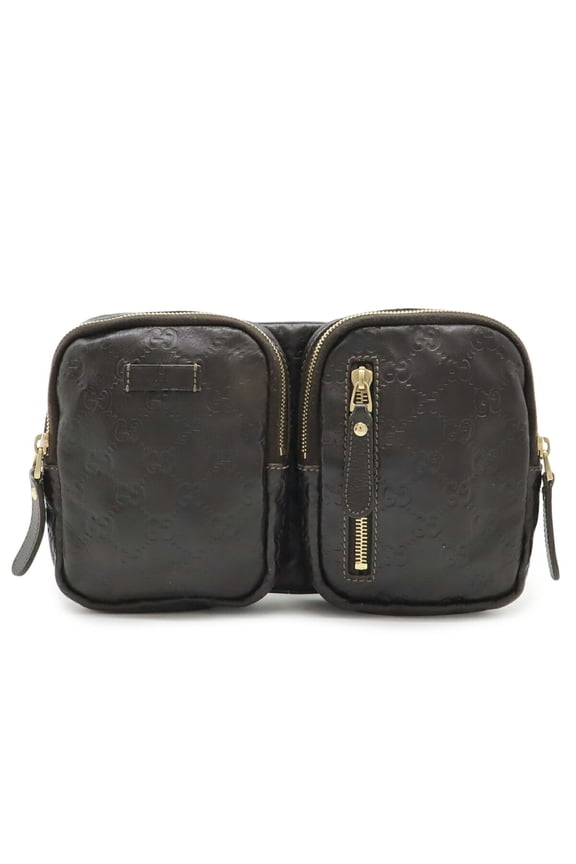 Pre-Owned GUCCI Guccissima waist bag, pouch, body hip leather, dark brown, 246417