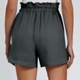 thumbnail image 5 of Women's Denim Shorts Womens Casual Solid Side Pockets Pants Shorts Elastic Waist Pockets Daily High Waist Shorts,Gray Women's Shorts XXL, 5 of 7