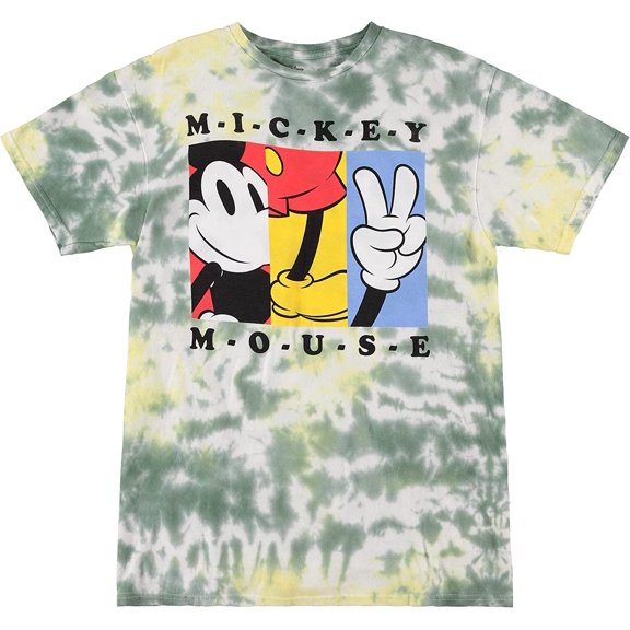 Disney Mens Mickey Mouse Shirt - Classic Mickey Mouse Tie Dye Tee Shirt - Mickey Mouse Tie Dye Wash Graphic T-Shirt