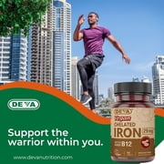 Deva Nutrition Vegan Chelated Iron 29 mg with B-12, Helps Maintain Healthy Red Blood Cells, Healthy Nails, Promotes Optimal Absorption, Skin Health, Improves Hair Growth, Gluten Free, 90 Tablets
