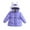 Purple, variant on Girls Rabbit Ear Hooded Puffer Jacket, Korean Style Thick Warm Winter Coat with Faux Fur Trim, Lightweight Quilted Insulated Outerwear for Cold Weather Protection Red
