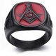 thumbnail image 1 of Nuevo anillo masónico con letras retro AG para hombre, anillo de moda de metal negro y rojo, accesorios de joyería para fiesta., 1 of 4