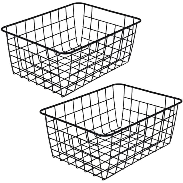 Wire Storage Baskets,Small Wire Baskets for Organizing Household Pantry Baskets Pantry Baskets For Storage Metal Baskets,Wire Baskets for Pantry Kitchen Shelf Laundry Cabinets Garage, Black