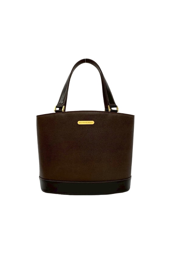 Pre-Owned BURBERRY Burberry Logo Gold Hardware Nova Check Pattern Leather Handbag Mini Tote Bag...