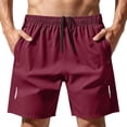 thumbnail image 3 of Nestiefly Workout Shorts Men Quick Dry Athletic Summer Shorts Running Elastic Waist Golf Gym Short with Zipper Pockets Wine S, 3 of 7