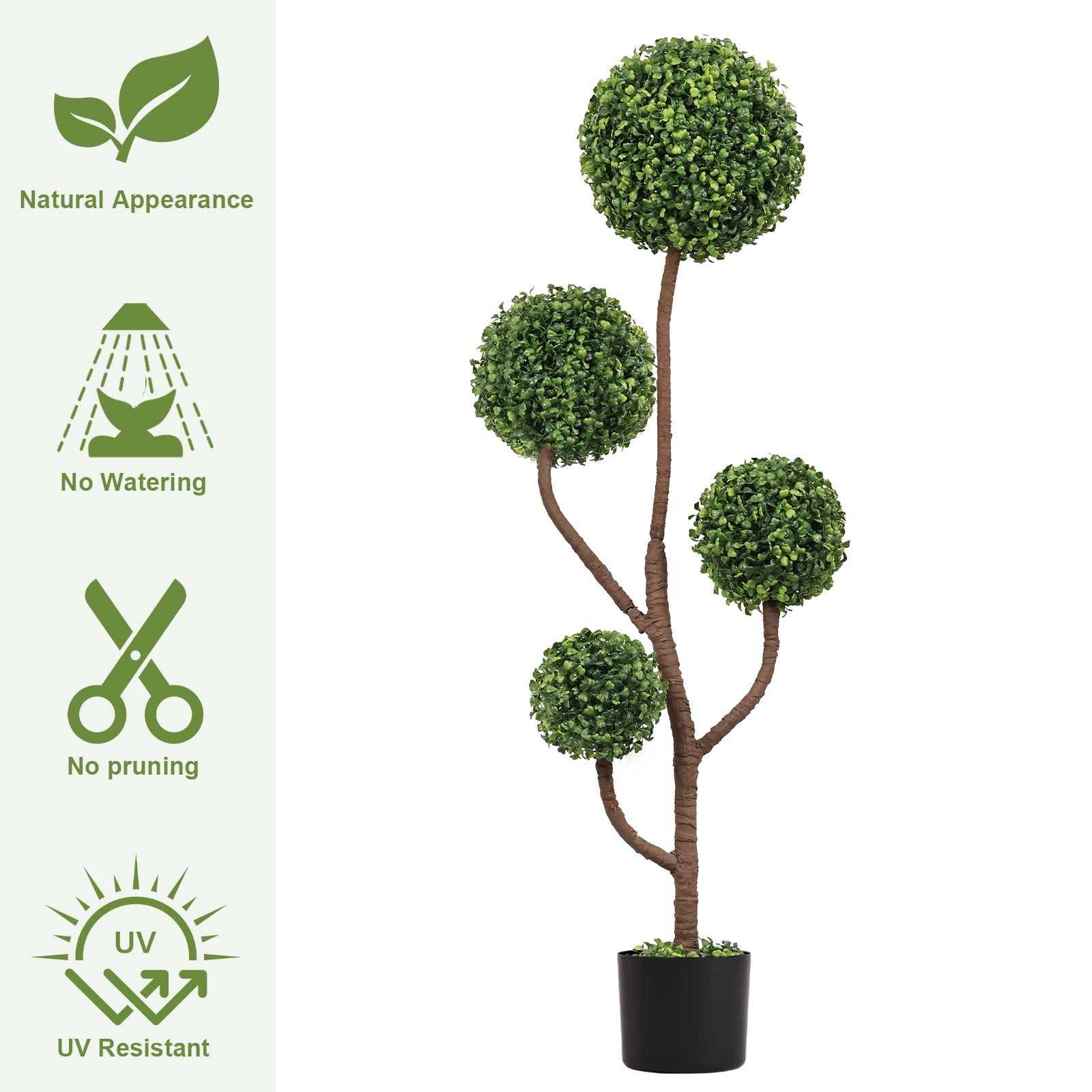 4ft Spiral Topiary Trees Artificial Outdoor Set of 2, 47.2 inch Faux Boxwood Plants Outside - All-Year Green Fake Twisted Tree for Garden Front Porch Planter Decor 4 Foot