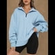 thumbnail image 4 of Sudadera de Entrenamiento de con Media Cremallera para Mujer, de Gran Tamaño, de Larga, Color Liso, con Hombros Caídos. Azul S, 4 of 5
