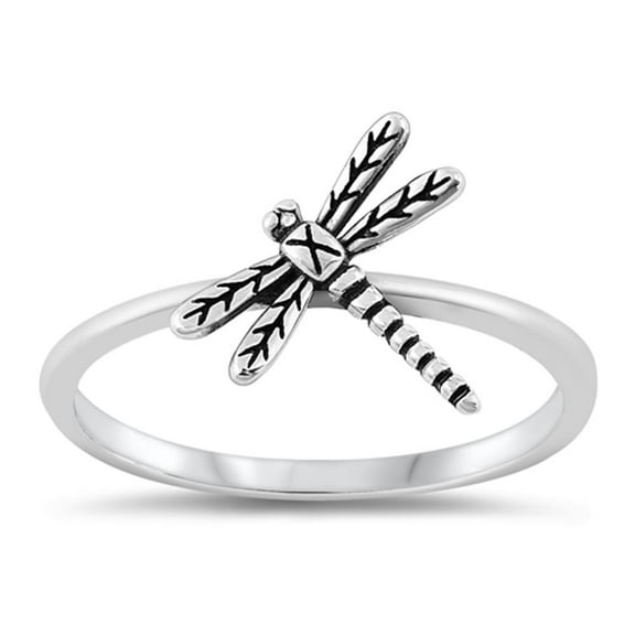 Classic Oxidized Dragonfly Ring .925 Sterling Silver Band Jewelry Female Male Unisex Size 6