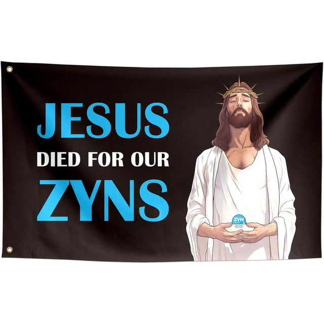 Tapiz de pared de microtela con diseño de Jesús murió por nuestros Zyns, 150 x 90 cm